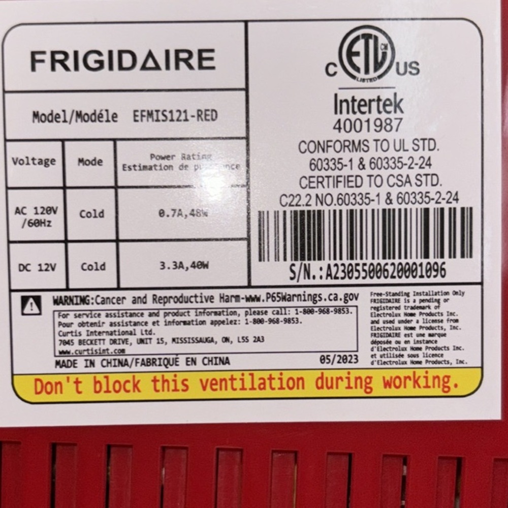 Frigidaire Portable Red Mini Fridge - Picture 6 of 6